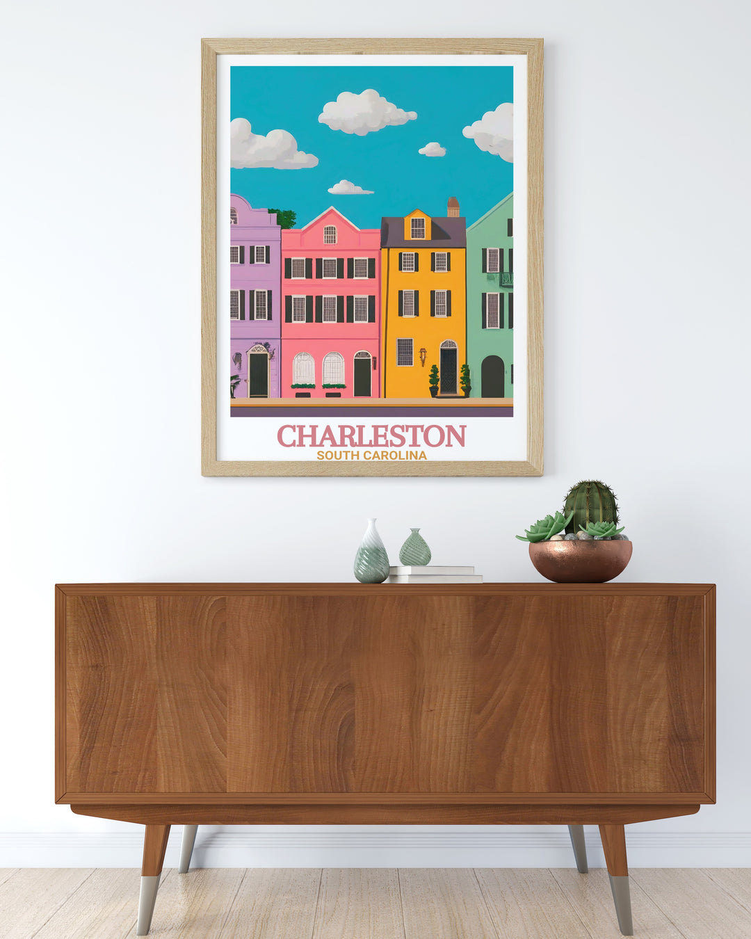 Elegant Rainbow Row vintage print featuring the picturesque scenery and colorful houses of Charleston perfect for anniversary gifts birthday gifts or Christmas gifts for those who love Charleston