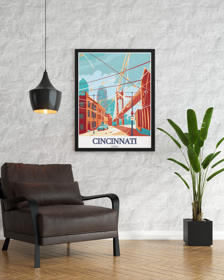 Stunning Cincinnati wall art featuring Roebling Suspension Bridge Roebling Point a celebration of the citys rich heritage and architectural marvels perfect for personalized gifts and special occasions