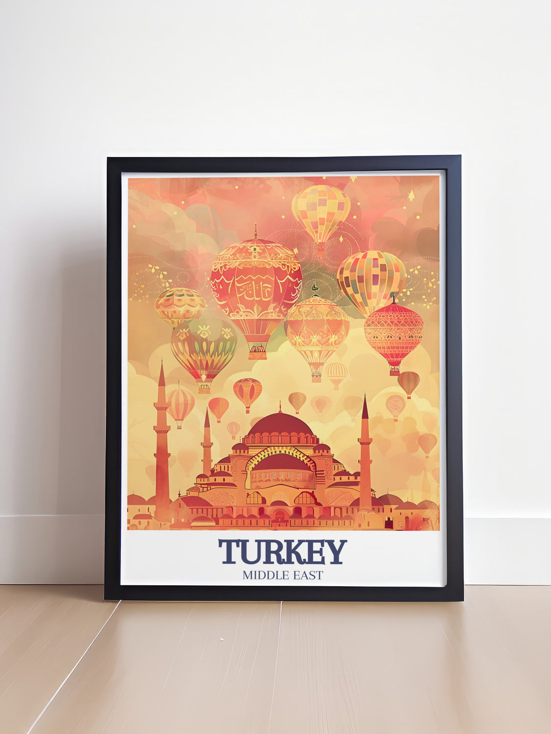 Discover the beauty of Turkey with this poster print featuring Hagia Sophia and Istanbul. The artwork highlights the cultural richness of Turkey, with Hagia Sophias grand architecture and the lively streets of Istanbul perfectly captured for your home décor.