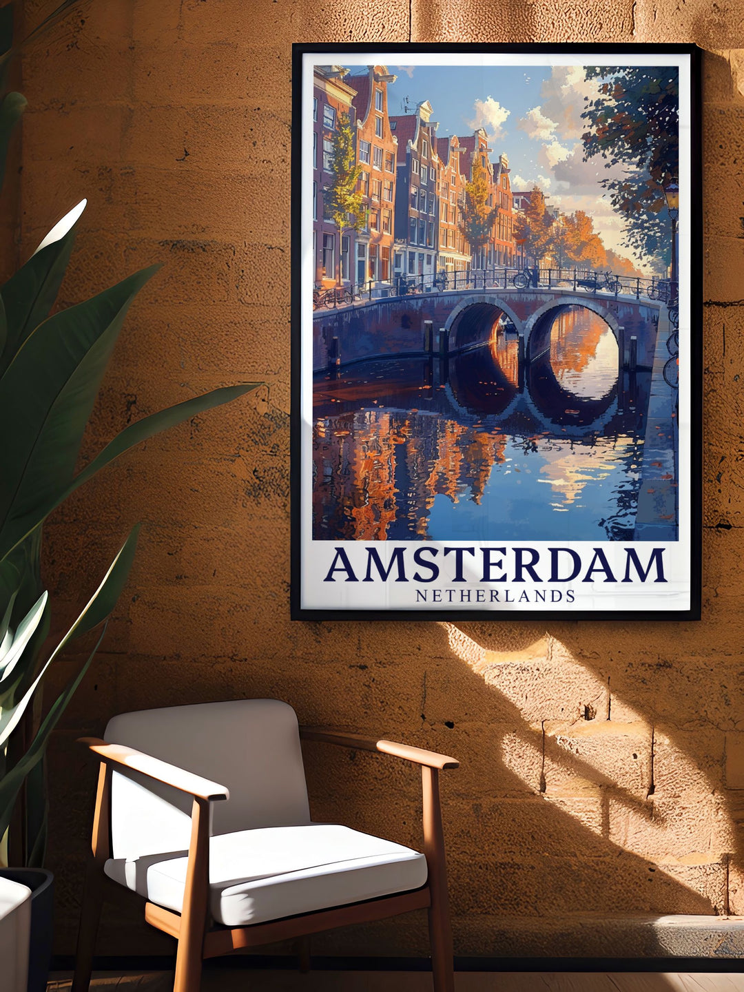 Intricate fine line print of Amsterdams Canal Arch Grachtengordel. This Amsterdam colorful art piece is perfect for adding a touch of elegance to any room. Ideal for home decor and as a unique gift for special occasions such as anniversaries and birthdays.
