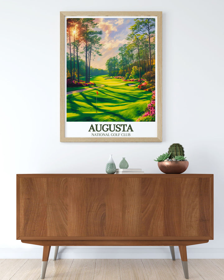 Stunning Augusta print of Magnolia Lane Amen Corner perfect for golf decor and personalized gifts adding a touch of sophistication to any living space or golf themed area