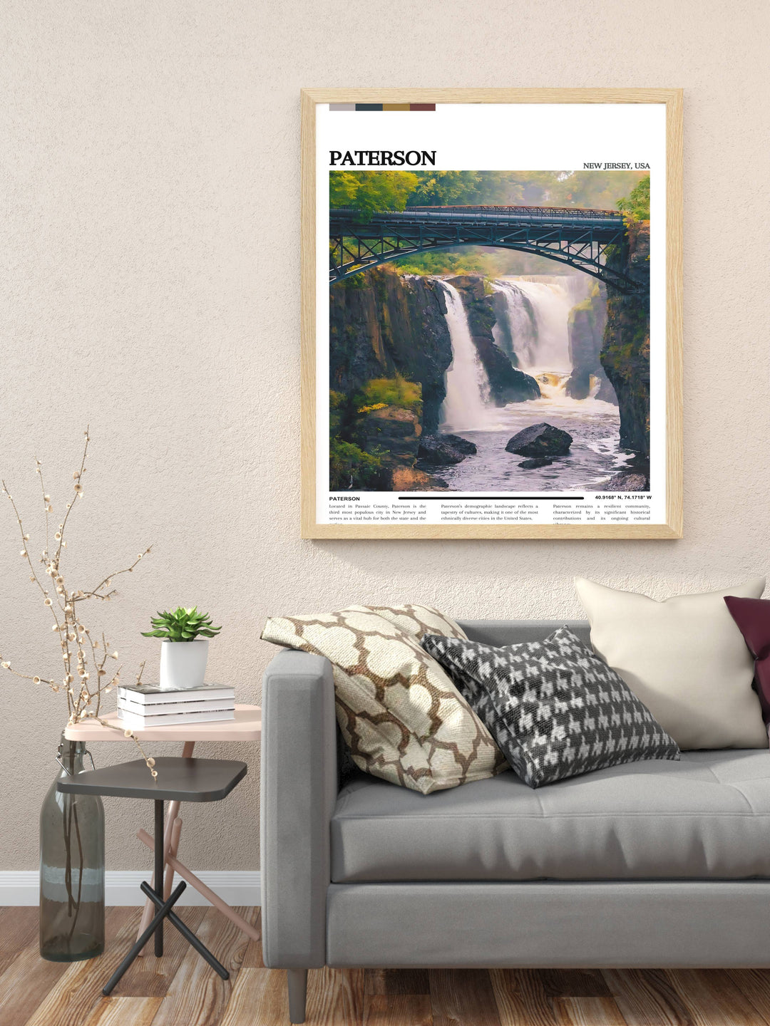 Personalized Paterson gift that combines modern design with vintage aesthetics a great way to celebrate special occasions with a unique and meaningful present high quality print with intricate details of the Paterson cityscape