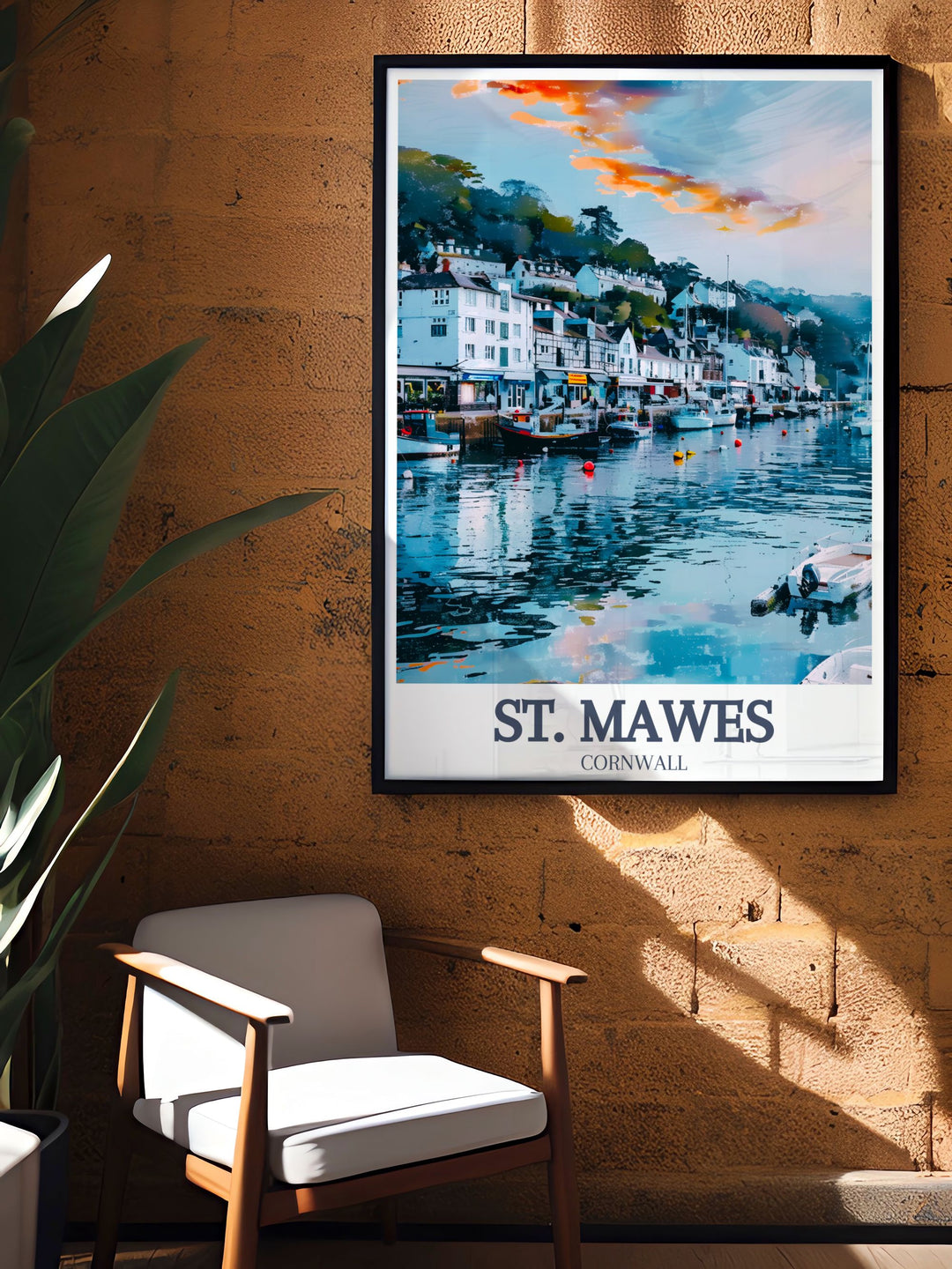 St. Mawes Harbour and St. Mawes Beach captured in a stunning Cornwall print perfect for lovers of Cornwall decor and coastal artwork a great way to add charm and elegance to your living space