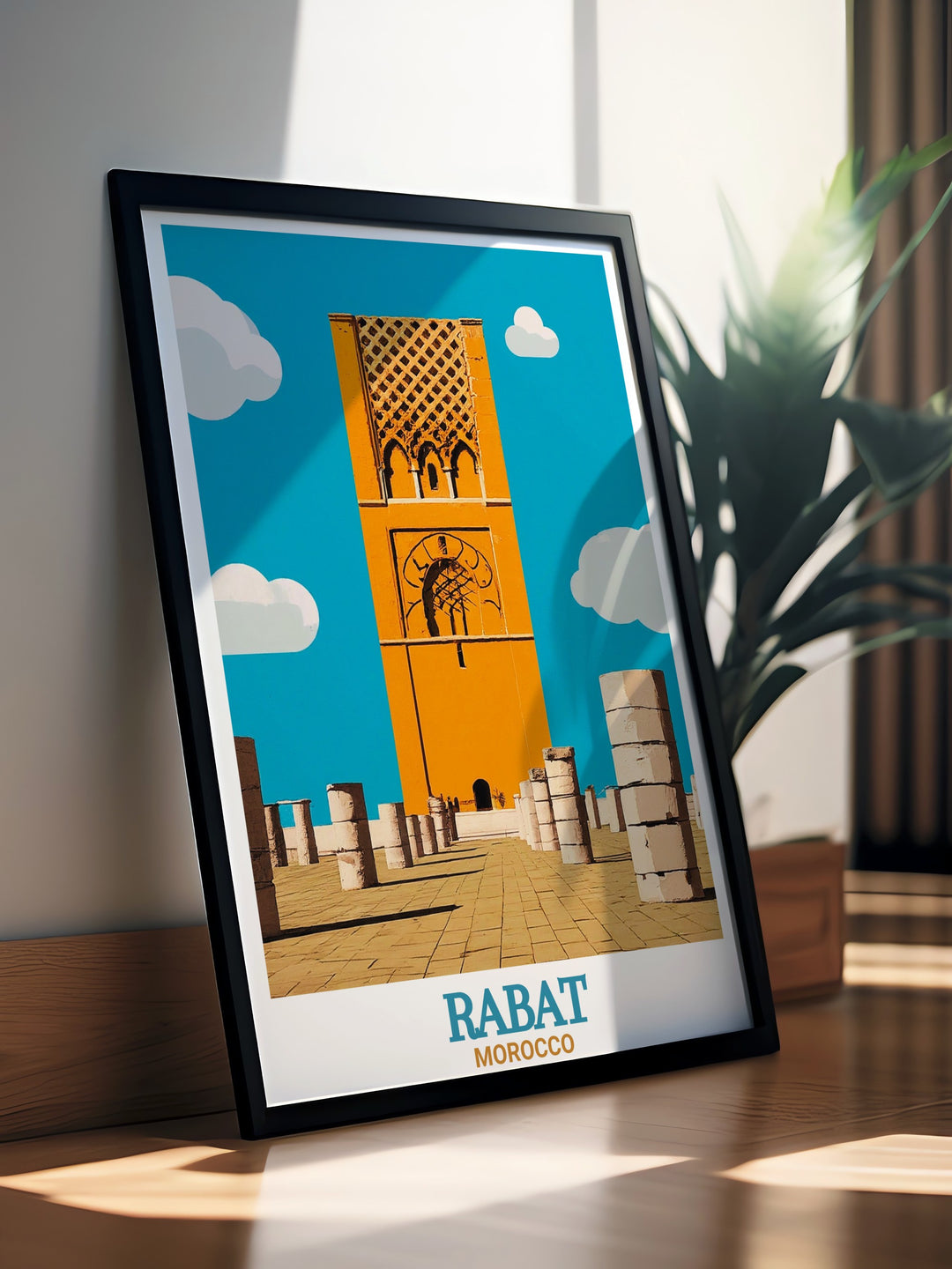 Digital Download of Rabat City Map featuring the Hassan Tower a versatile and stylish art print perfect for personalized gifts anniversary gifts birthday gifts and Christmas gifts ideal for anyone who appreciates Moroccan culture and architecture