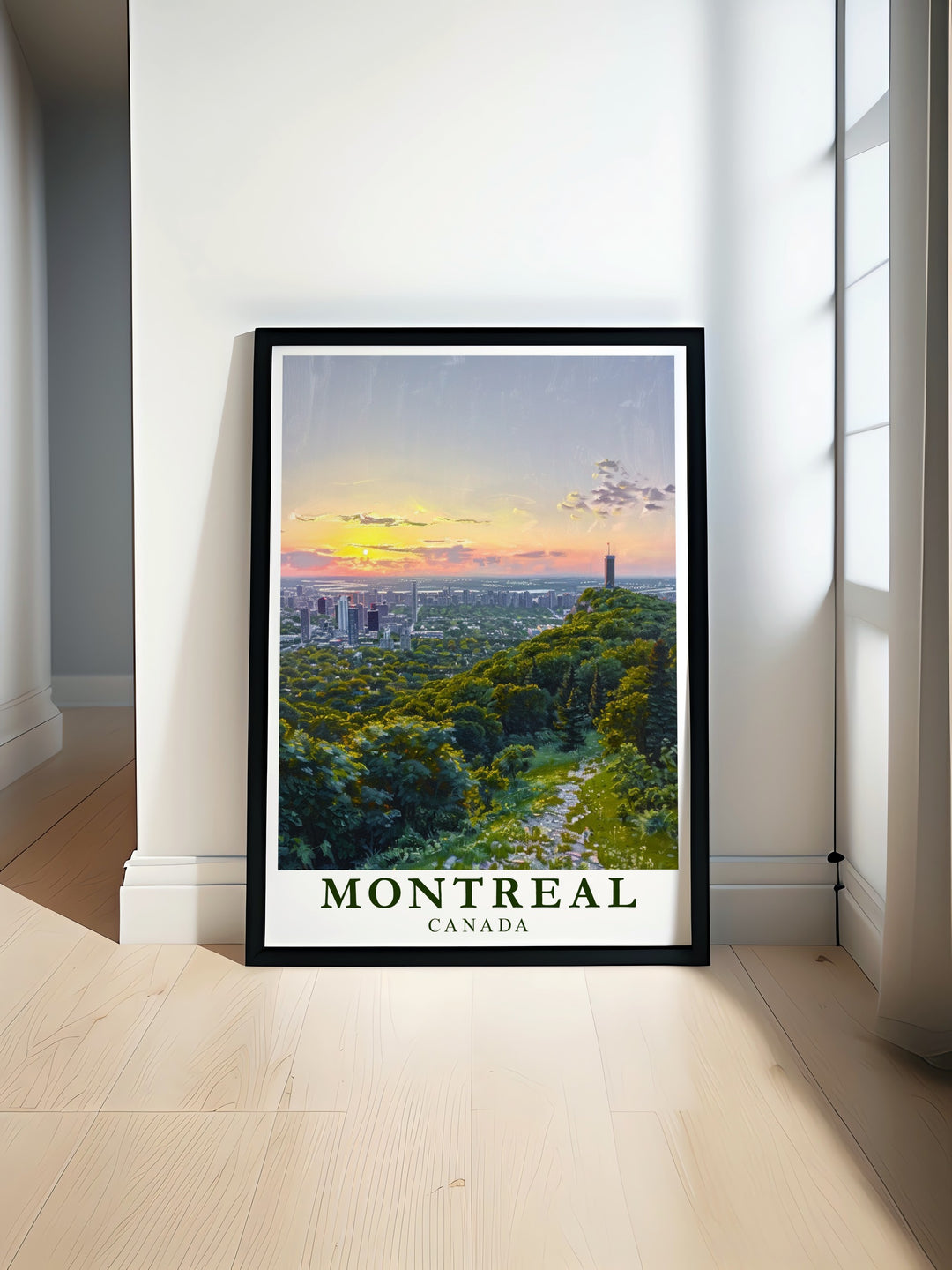 Montreal Framed Art of Mount Royal captures the timeless beauty of this beloved landmark. Ideal for any home or office, this art print celebrates the fusion of nature and city life.