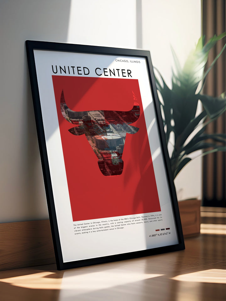 Celebrate the Stanley Cup victories of the Chicago Blackhawks with this retro NHL poster highlighting the United Center and featuring beloved players such as Patrick Kane and Eddie Olczyk