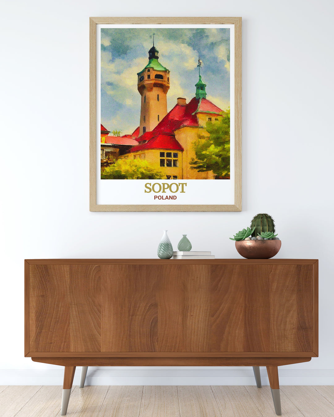 High quality illustration of the Sopot Lighthouse in Poland, featuring its distinctive design and historical importance. This wall decor piece is perfect for adding a touch of Polish coastal charm to any room, making it an ideal gift for those who love architecture and history.