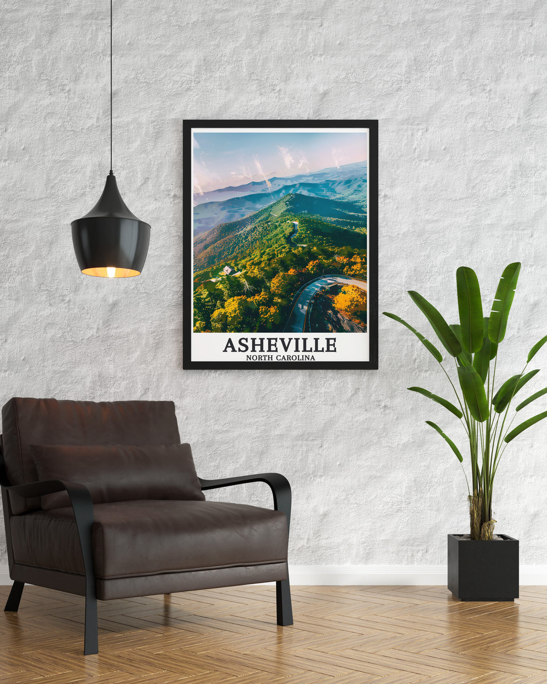 Asheville Wall Art featuring the Blue Ridge Parkway and Blue Ridge Mountains in a colorful and detailed map perfect for adding a unique touch to your decor or as a special gift for friends and family who appreciate the beauty of Asheville.