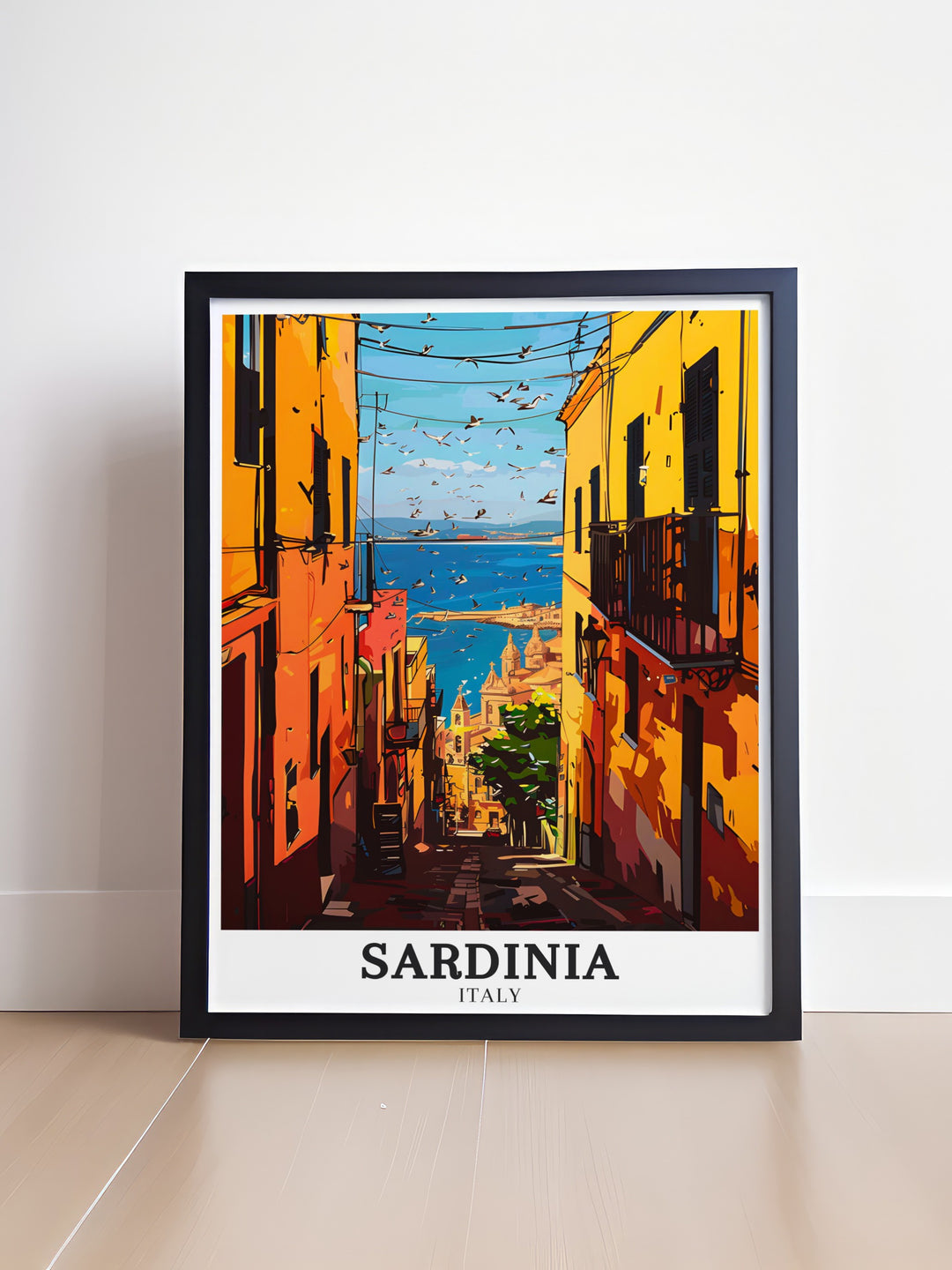 Cagliari Poetto Beach wall art featuring Sardinia and Italian heritage. This elegant artwork showcases the breathtaking scenery of Sardinian beaches and the Mediterranean Island lifestyle, ideal for enhancing any room with sophisticated decor and stunning prints.