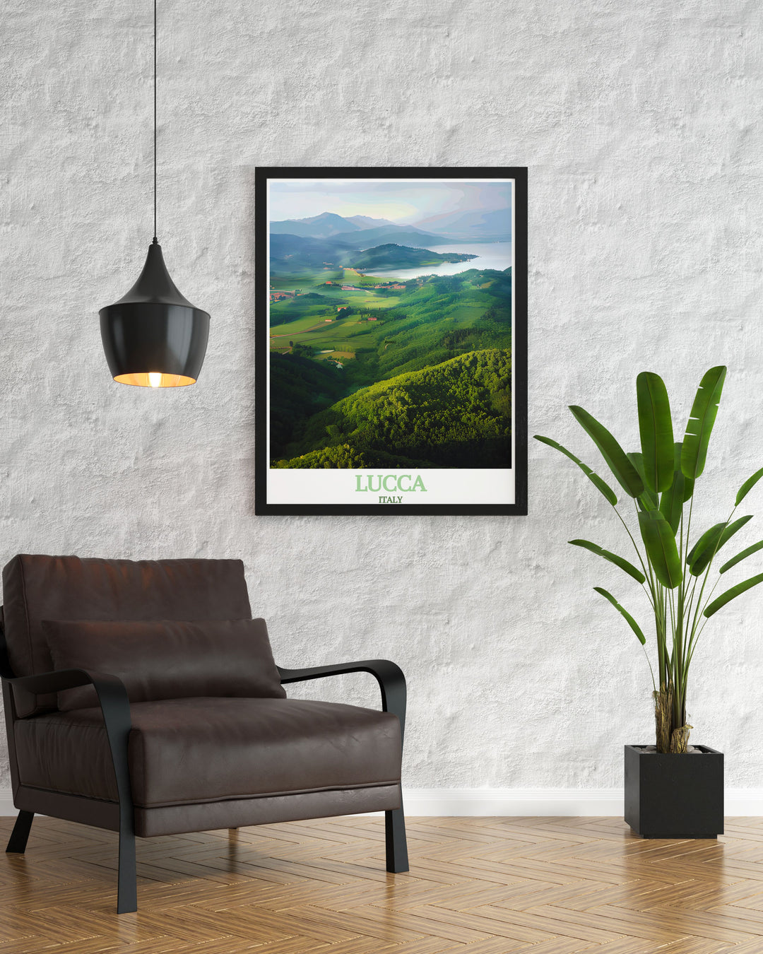 Lucca Photo Print capturing the citys vibrant essence and Lago di Massaciuccoli Modern Art providing a tranquil and stunning visual perfect for living room decor and elegant home settings