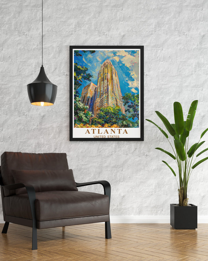 Peachtree Towers modern prints bring the beauty of Atlanta into your space. This Atlanta wall art is perfect for traveler gifts Christmas gifts or a unique birthday present. Add this stunning art print to enhance your living room or office decor.