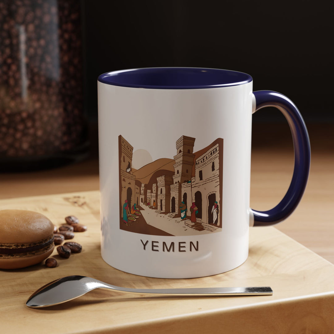 This Yemen mug showcases beautiful artwork inspired by Yemen’s culture and landscapes. Perfect for coffee lovers, the mug offers a reminder of Yemen’s rich history. Durable, dishwasher and microwave safe, it’s a meaningful gift or keepsake for travelers and art enthusiasts.