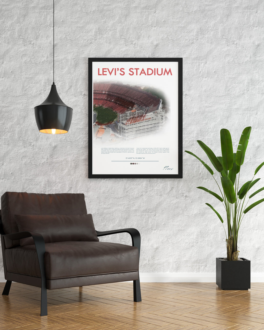 Retro NFL Poster capturing the powerful moments of Deebo Samuel Nick Bosa and George Kittle with Levis Stadium a must have for San Francisco 49ers fans who appreciate timeless football memorabilia and high quality art