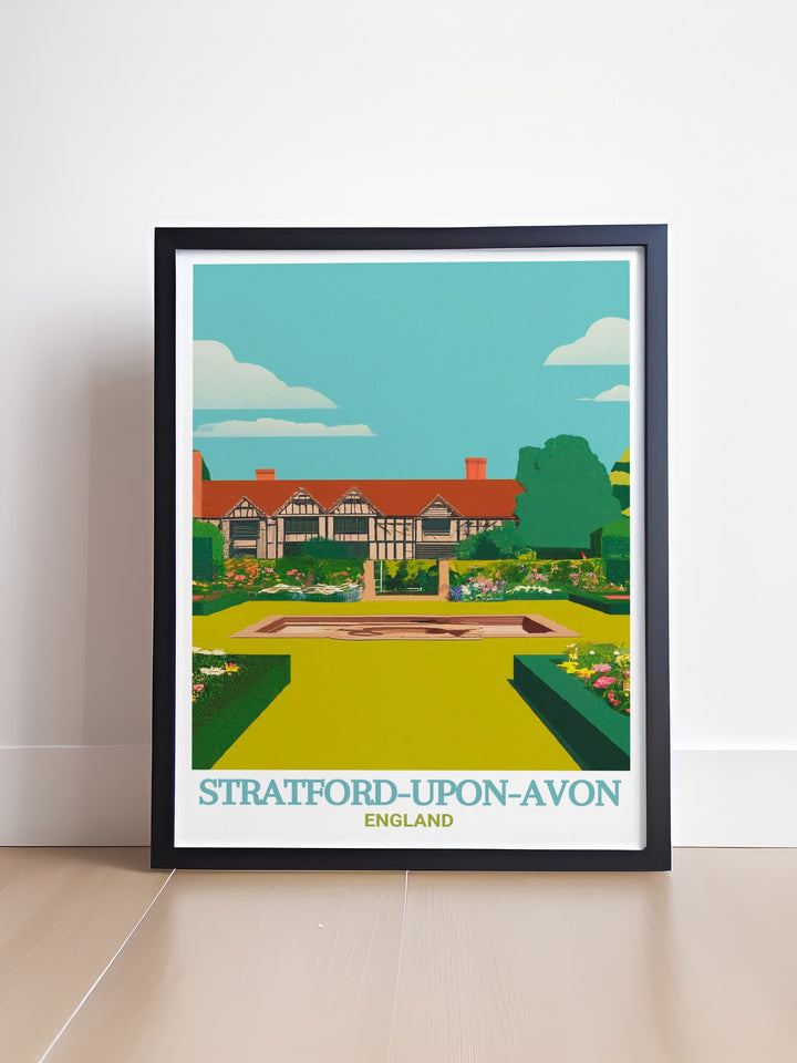 Celebrate the historic beauty of Stratford upon Avon with our Halls Croft modern art prints ideal for those who appreciate elegant architecture and want to bring a piece of England into their home.