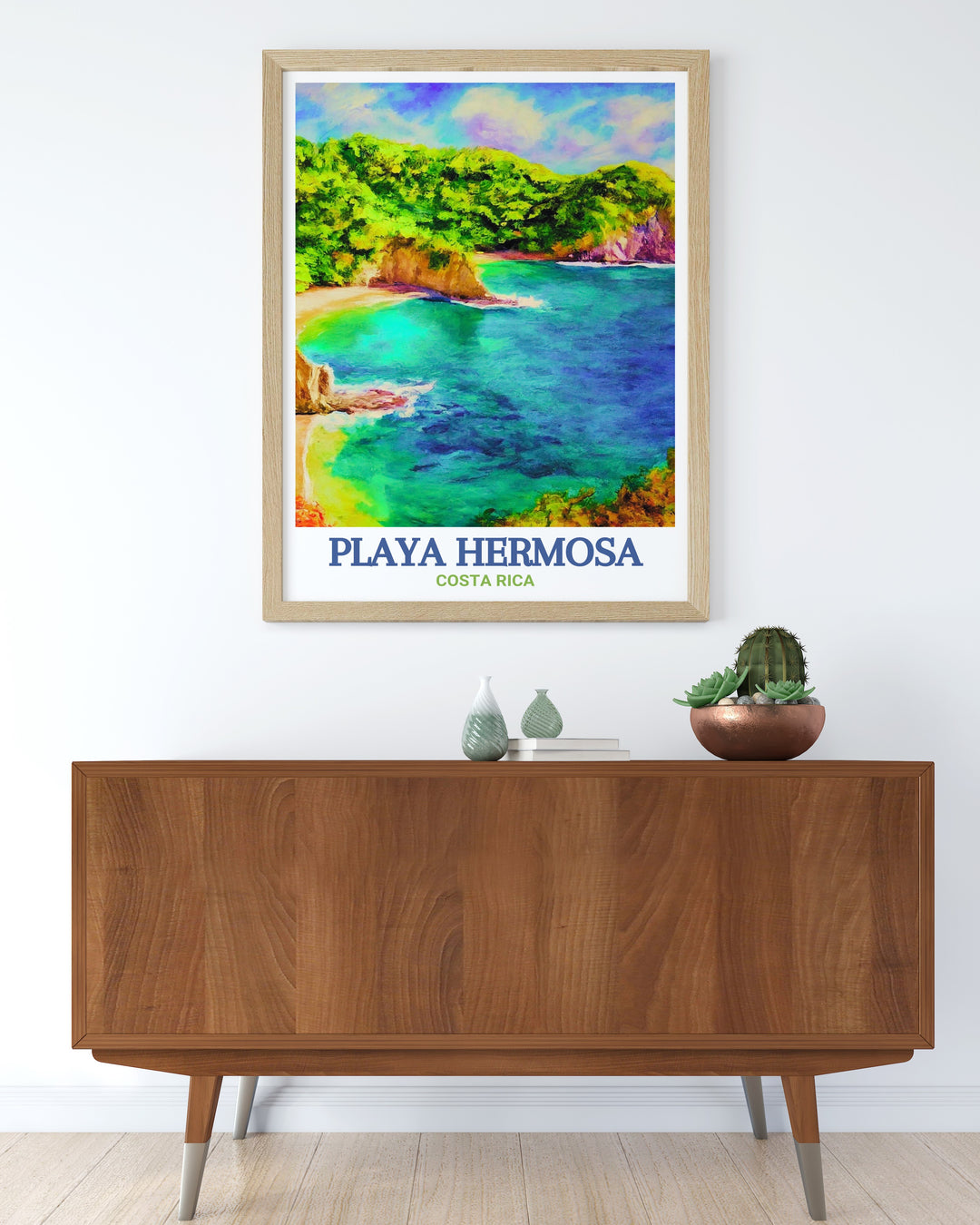 Stunning Costa Rica Poster showcasing Playa Hermosa and the vibrant Golfo de Papagayo perfect for elegant home decor or as a unique travel inspired gift for birthdays anniversaries or special occasions