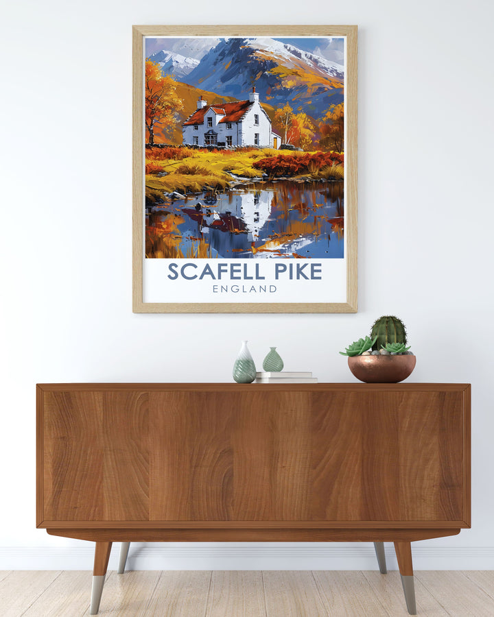 A detailed travel poster of Wasdale Head, capturing its historic and scenic charm. Perfect for adding a touch of the Lake Districts beauty to your gallery wall or home decor collection.