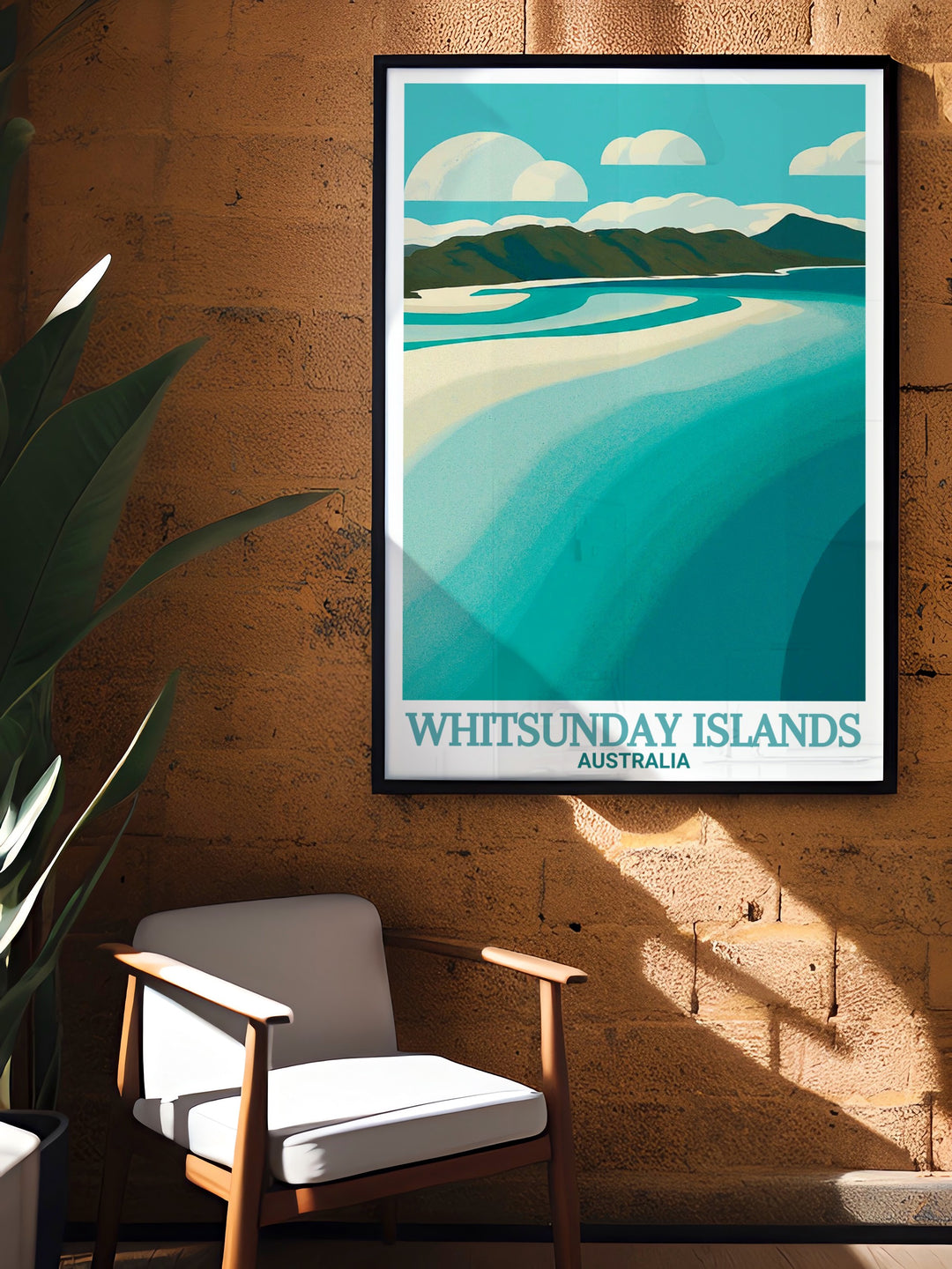 Modern Hill Inlet print featuring the Whitsunday Islands perfect for adding a touch of Australian elegance and tranquility to your home decor ideal for travel lovers and those who appreciate stunning nature inspired art.