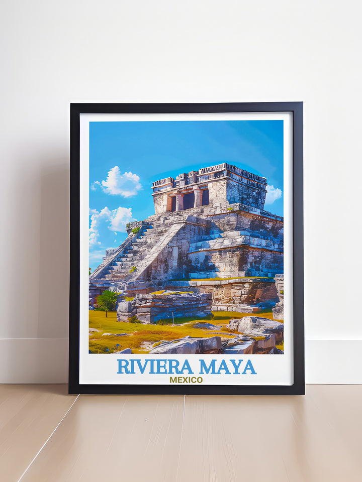 Tulum Ruins wall decor showcasing the beauty of Riviera Maya Mexico with stunning artwork perfect for home living decor. This Mexico gift is ideal for beach decor enthusiasts adding a touch of tropical art and elegance to any space with Tulum Ruins picturesque views.