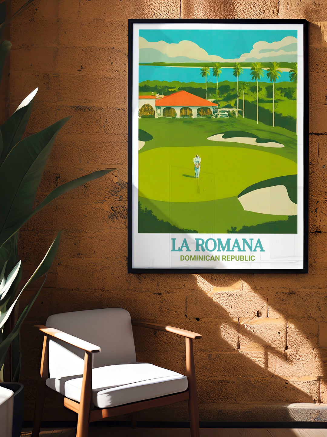 Caribbeans premier golf course, Teeth of the Dog in La Romana, is beautifully captured in this travel poster, offering a glimpse into the world class golfing experience.