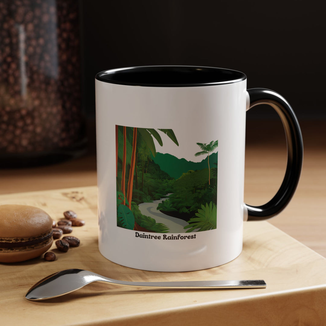 This Daintree Rainforest mug highlights the tropical beauty of Australia with bold, colorful artwork. Dishwasher and microwave safe, it is a stylish and practical gift or keepsake for fans of rainforests and outdoor adventures.