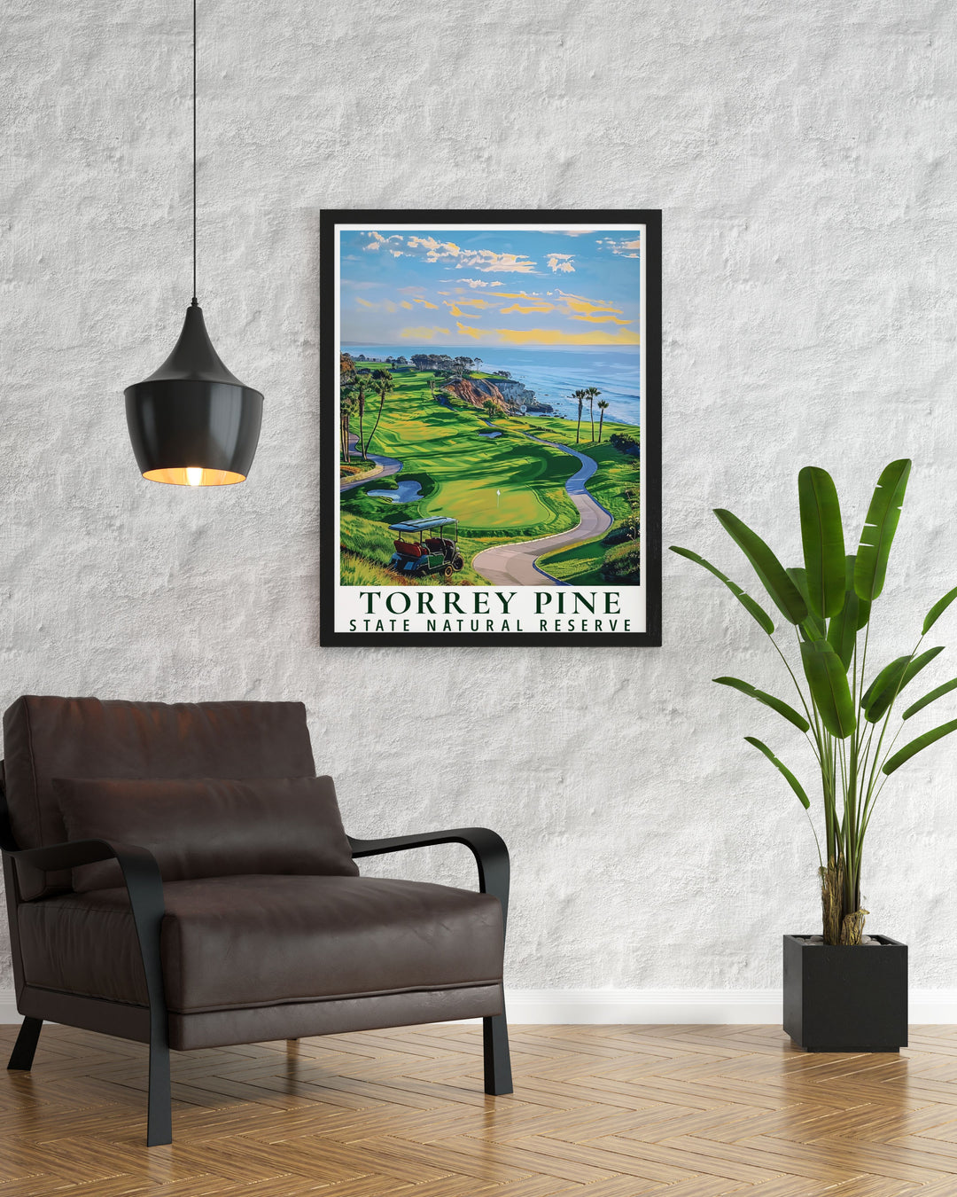 Detailed Torrey Pines street map poster and golf course print in vibrant colors ideal for modern decor and stunning wall art