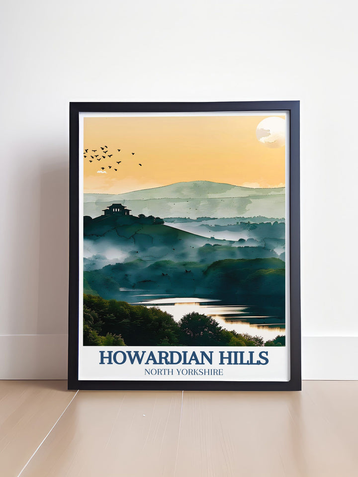 Home decor featuring the striking Mausoleum in the Howardian Hills, showcasing its neoclassical architecture and historical significance. This print adds a touch of elegance and history to any room.