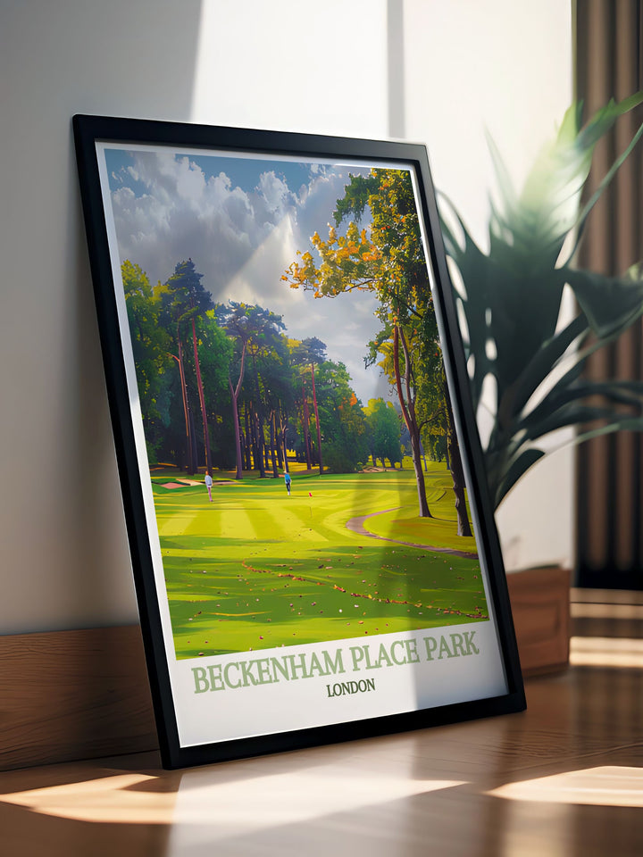 Custom print of Beckenham Place Parks golf course, allowing personalization to commemorate special rounds of golf or capture the beauty of the course at specific times, crafted with precision and artistry, making thoughtful gifts for golf enthusiasts.