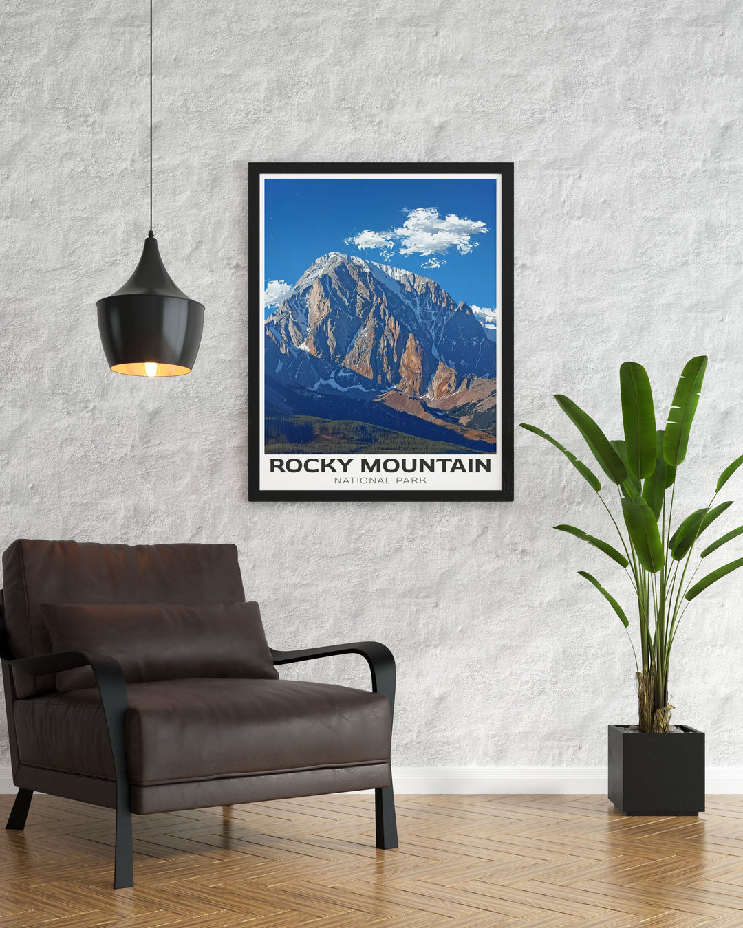 National park print featuring Long Peak and the serene Colorado River a beautiful piece for any collection celebrating the natural wonders of the Rocky Mountain USA and the adventures that await