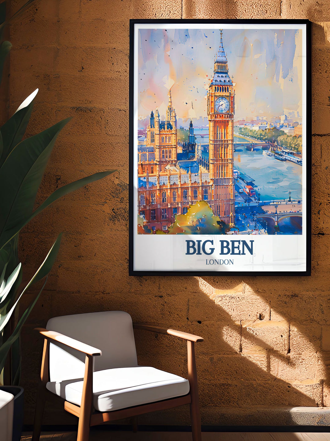 Detailed digital download of Londons Big Ben, the Houses of Parliament, and the River Thames, ideal for any art collection or as a memorable travel keepsake. Enhances your home with Londons historic charm.