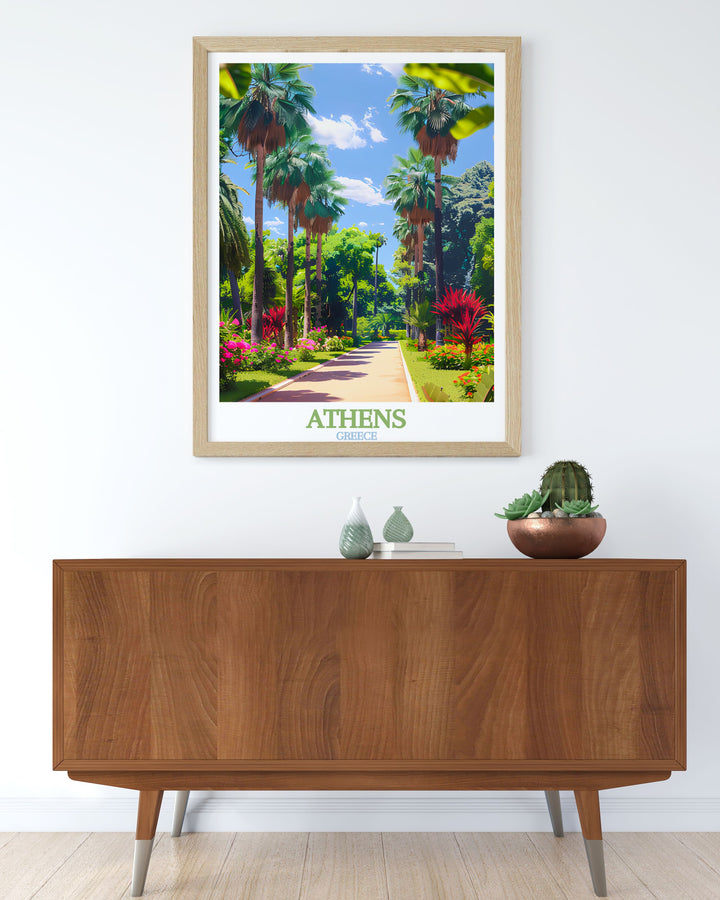 National Garden modern art depicting the tranquility of Athens Greece a beautiful addition to any room great for those who appreciate Greece island decor and elegant home artwork