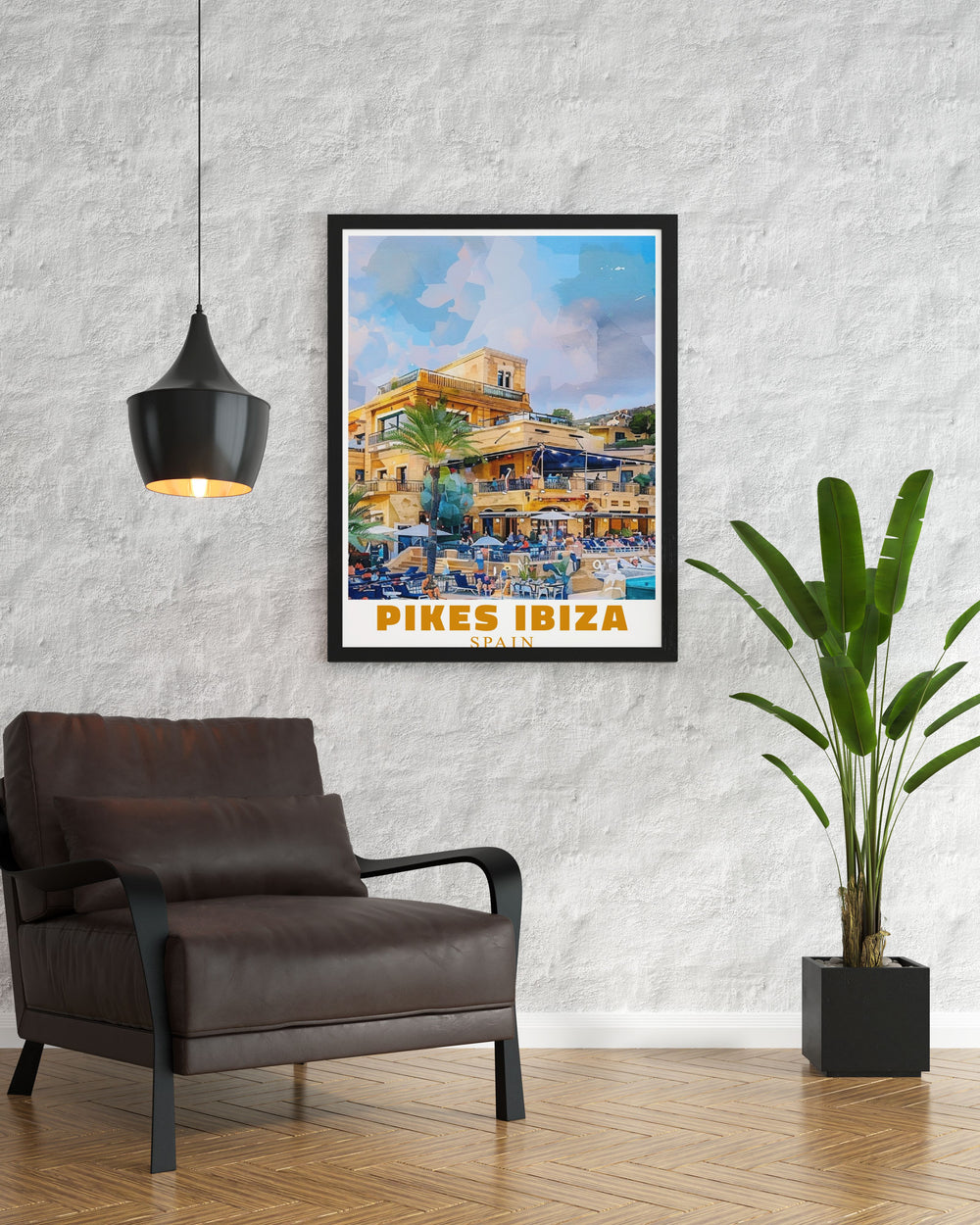 Add a touch of Ibiza magic to your home with our Pikes Ibiza Print featuring vibrant colors and intricate details perfect for outdoor area framed prints and outdoor area modern decor