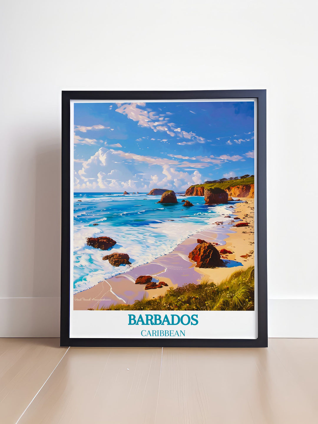 Caribbean canvas art featuring a vibrant scene of tropical beaches and clear blue waters, ideal for bringing the warmth and charm of the islands into your home.