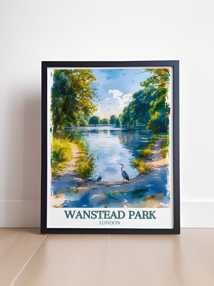 Detailed Wanstead Park prints featuring the parks serene landscapes and picturesque views. These prints make excellent gifts and are ideal for adding a touch of elegance to any home decor.