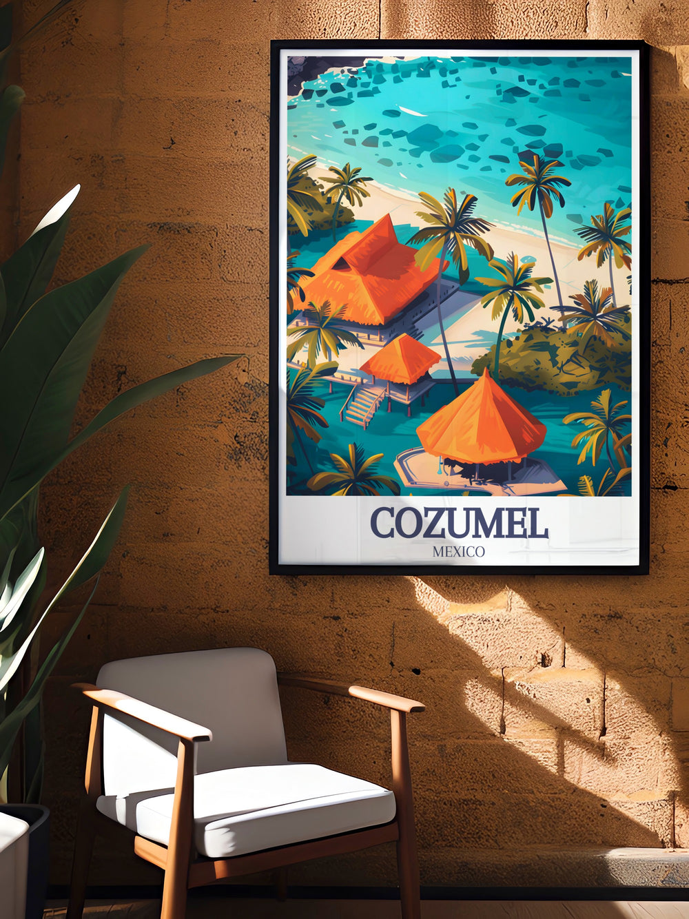 Cozumel Wall Art highlighting Playa Mia Grand Beach Park and Chankanaab National Park. This beautiful artwork is perfect for beach lovers and anyone looking to bring a piece of Cozumel Mexicos natural beauty into their home decor.