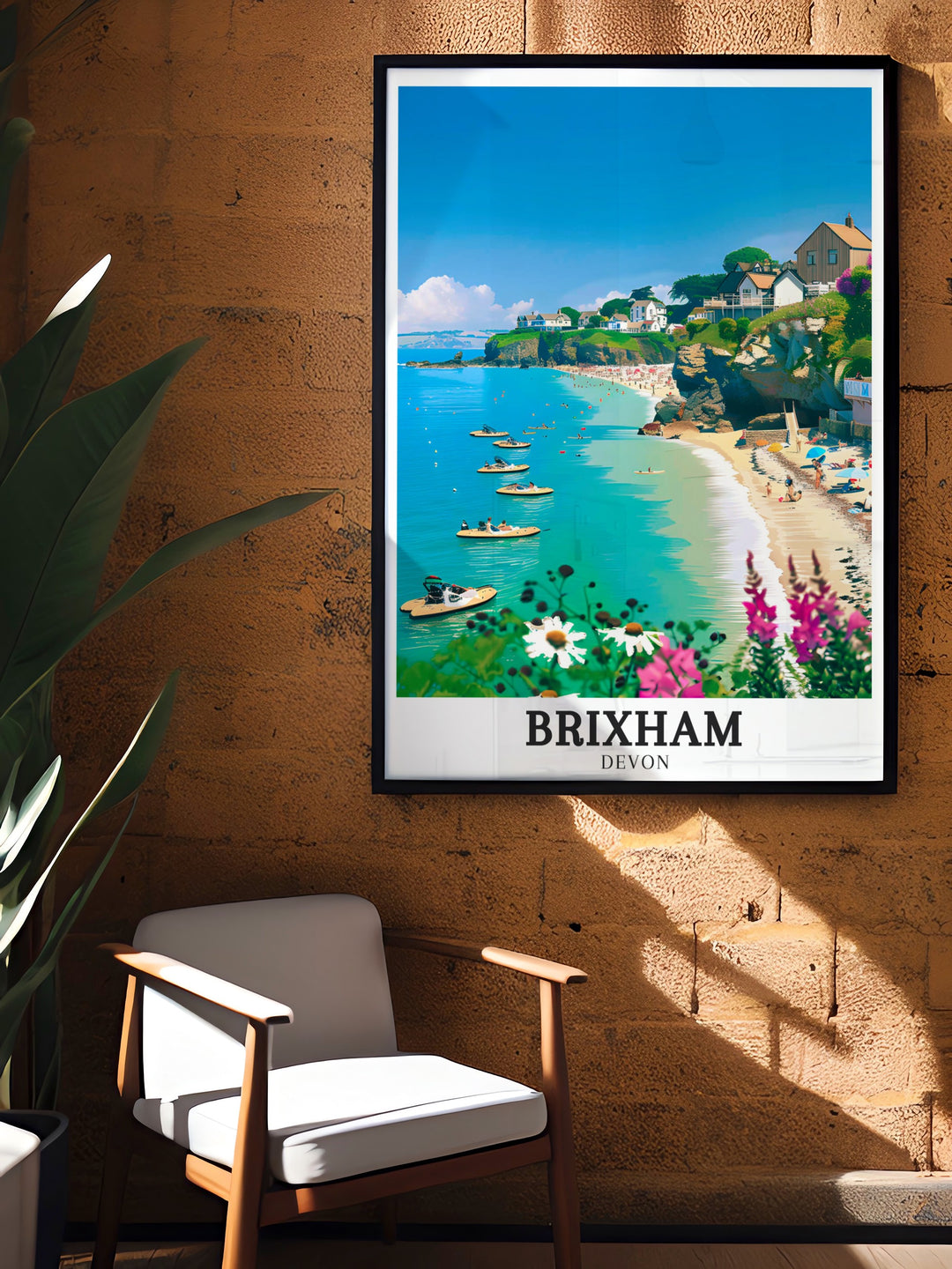 Brixham Beach Framed Art captures the essence of a peaceful day by the sea, offering a soothing visual of one of Englands most beautiful coastal towns.