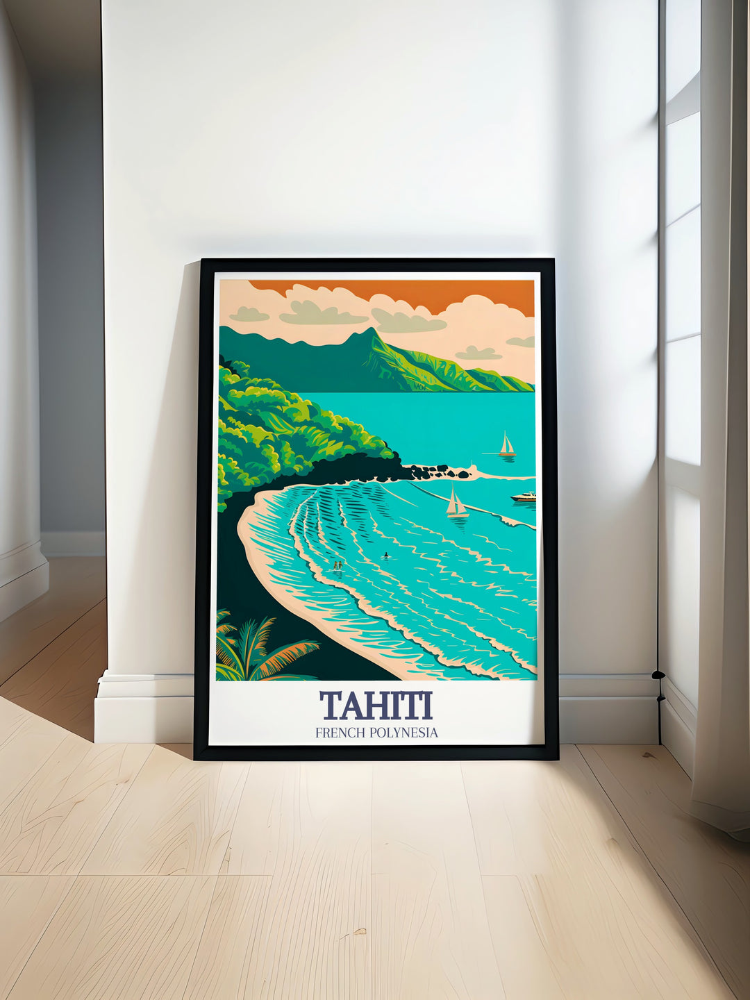 Discover the stunning beauty of Mahina Tahiti North coast with this vibrant travel poster print Perfect for home decor or gifting this artwork brings the tropical allure of French Polynesia into your living space and offers a visual escape to paradise