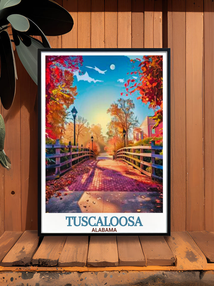 Tuscaloosa Riverwalk modern prints featuring the picturesque landmark perfect for adding a touch of Alabama to your decor this Tuscaloosa photo captures the citys vibrant atmosphere and makes an ideal gift for any Tuscaloosa enthusiast