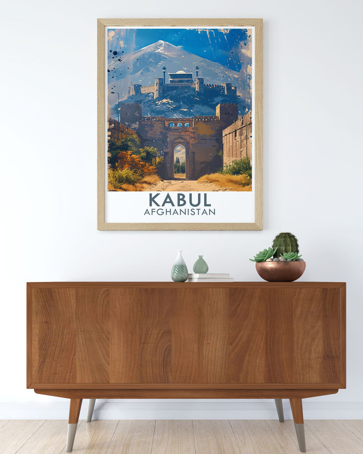 An art print of the Kabul Citadel, capturing the serene beauty and historical significance of this ancient fortress. The detailed illustration offers a unique perspective on Kabuls cultural heritage, making it a thoughtful gift for friends.