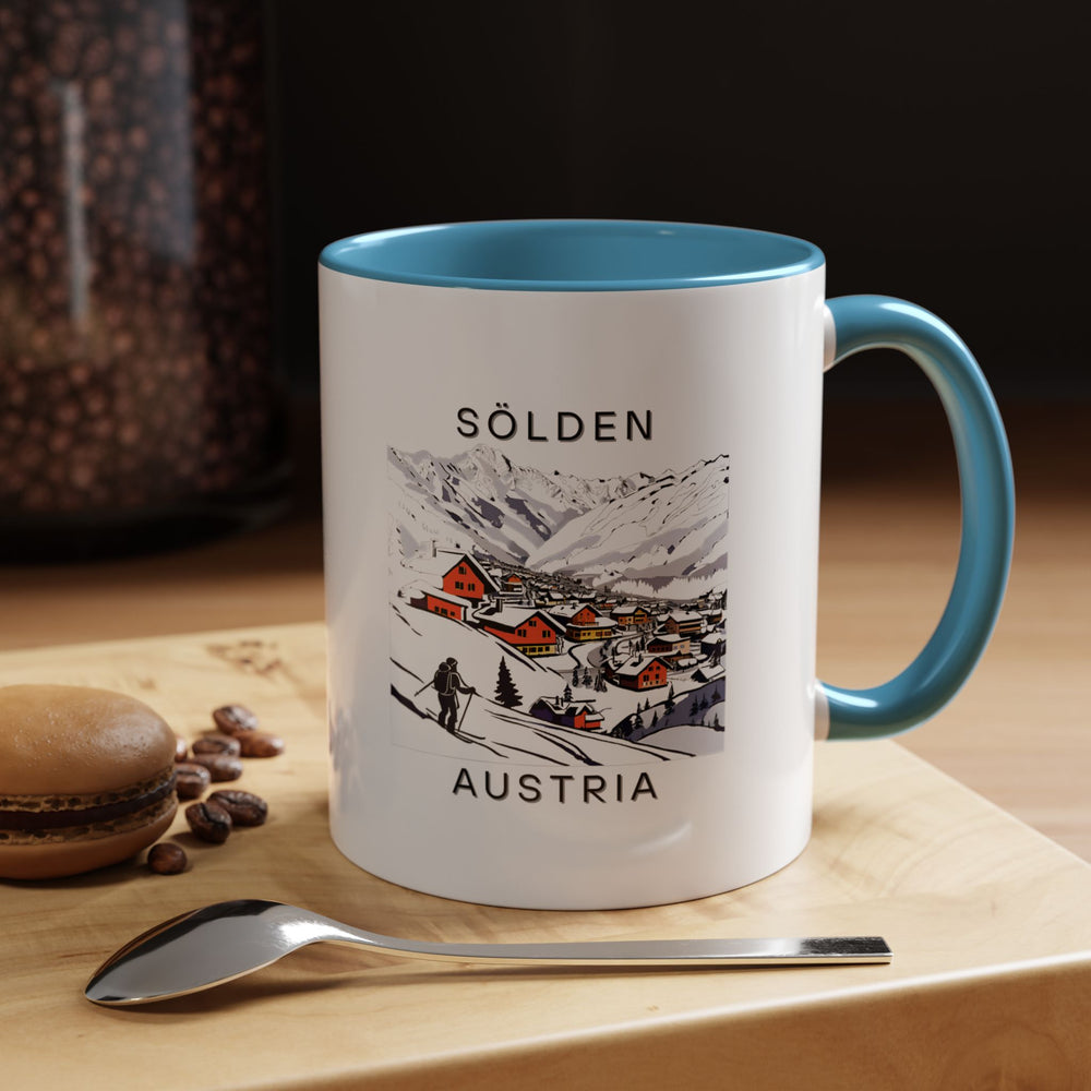 A stunning Sölden Austria mug showcasing the town’s alpine beauty. Made from high-quality ceramic, it is perfect for daily use. Whether for coffee or tea, this mug is a wonderful gift for nature lovers and ski enthusiasts. Dishwasher and microwave safe.