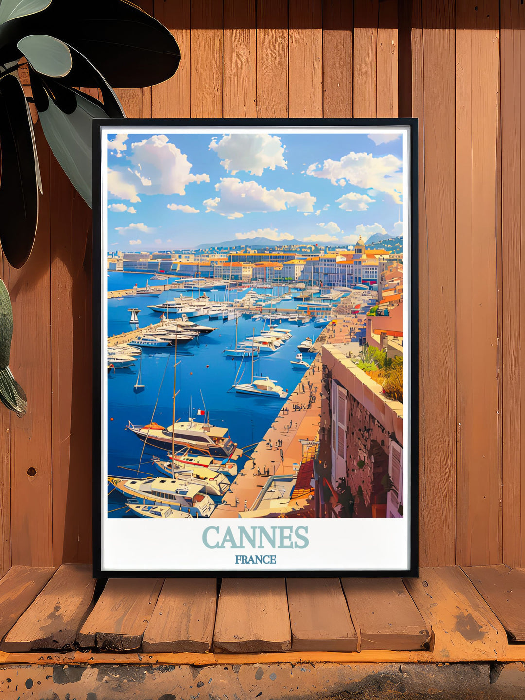 Elegant Le Vieux Port wall art featuring the historic harbor of Cannes perfect for enhancing your home decor this France travel print is a stunning representation of French charm and sophistication an ideal gift for art lovers and travel enthusiasts