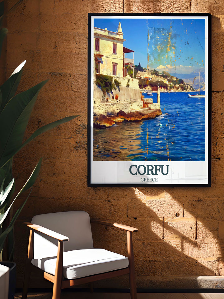 Old fortress of Corfu Ionian Sea poster capturing the timeless beauty and rich cultural heritage of Corfu Greece Island making it an excellent choice for Corfu decor and a standout piece for any wall art collection inspired by Greek art and travel