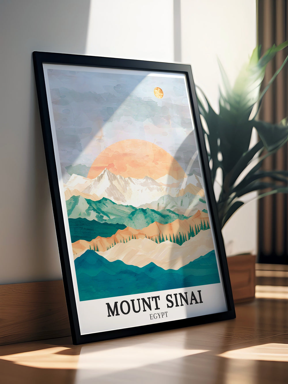 Jabal Musa Art showcases the majestic Summit Jabal Musa in Mount Sinai Egypt offering a stunning visual representation that adds depth and meaning to any room perfect for those seeking Mount Sinai Decor that inspires and reflects their faith