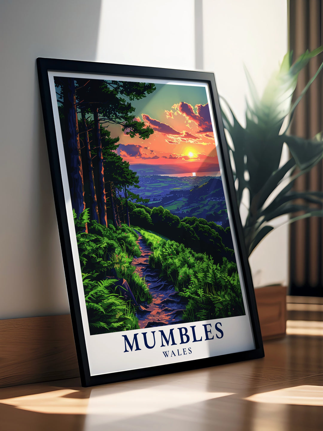 Elevate your living space with this Mumbles Hills Nature Reserve modern print capturing the tranquil beauty and lush landscapes of this must visit destination