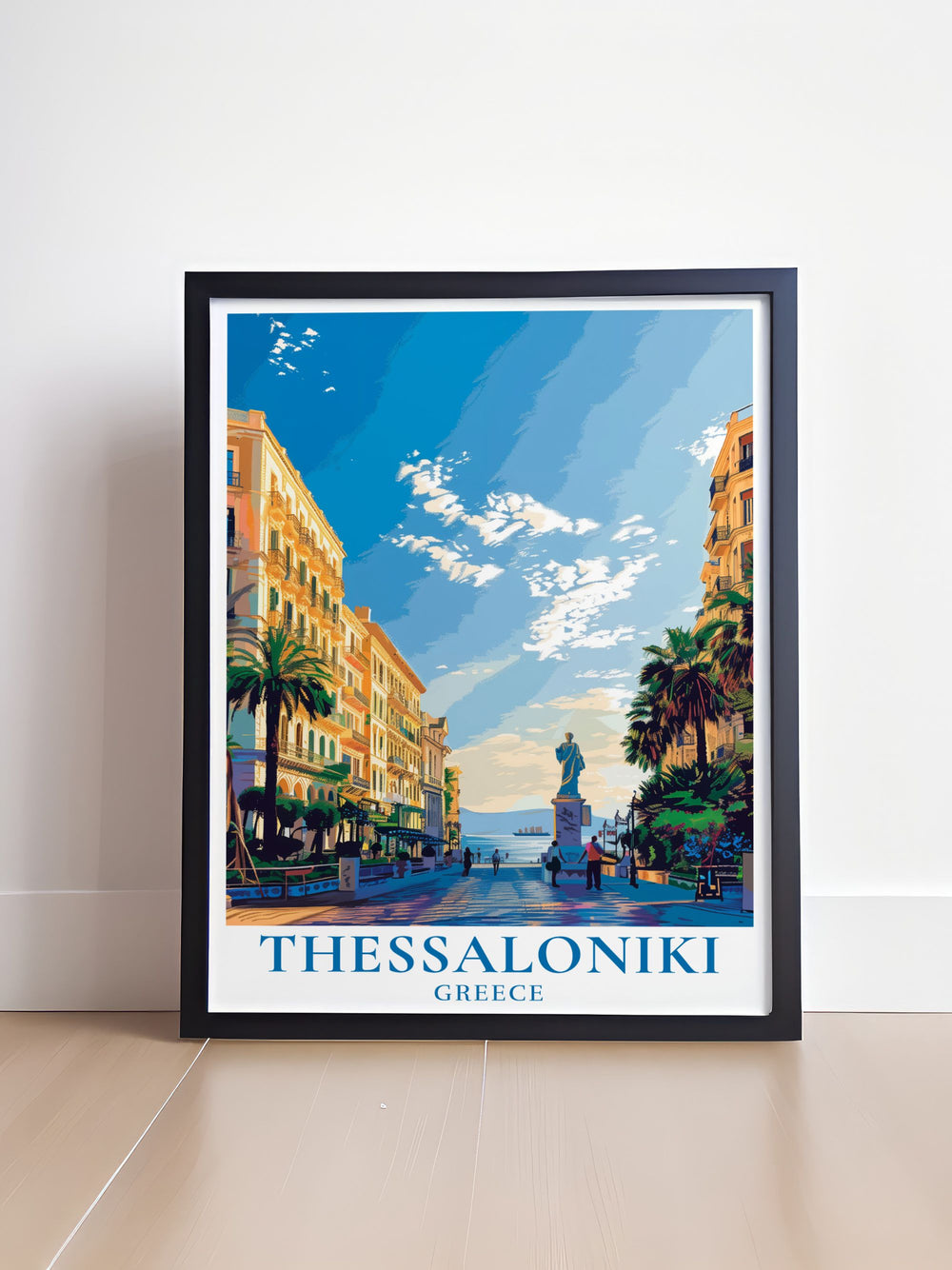 Celebrate Thessalonikis rich history with this stunning travel poster of Aristotelous Square. The vibrant colors and detailed design highlight the squares neoclassical buildings and scenic views, making it an ideal decoration for any space.