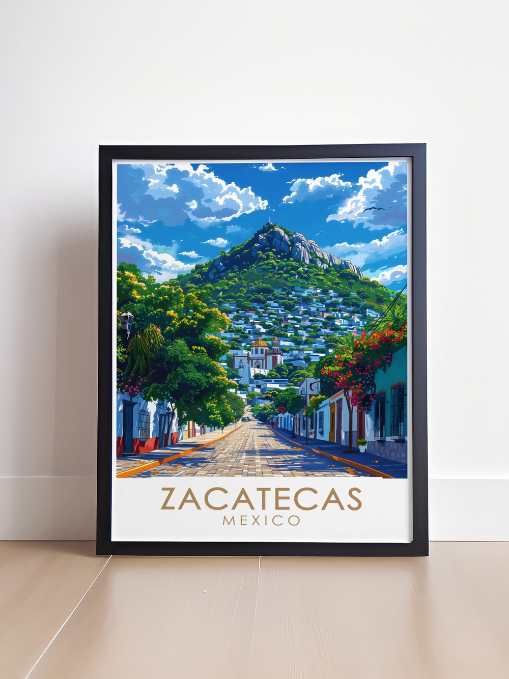 This canvas print depicts the striking features of Cerro de la Bufa, inviting viewers to appreciate the natural beauty surrounding Zacatecas. An elegant addition to any home decor for lovers of nature and travel.