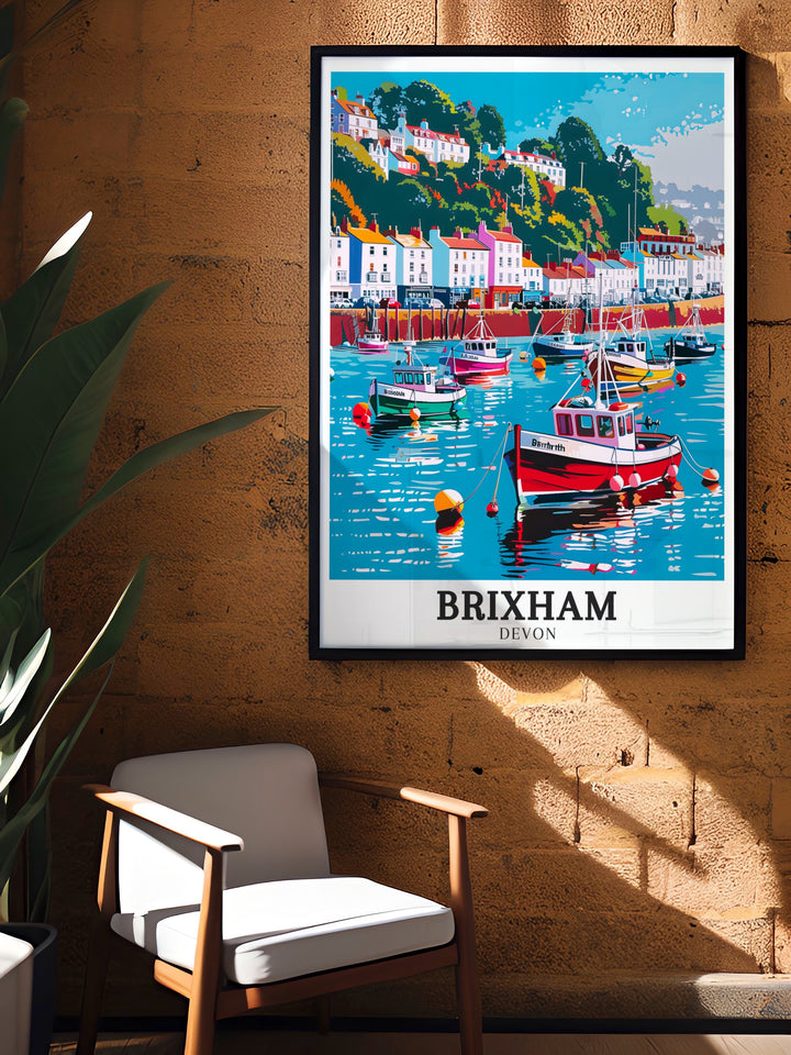 Brixham Harbour Canvas Art brings a soothing view of the sea into any room, highlighting the tranquil waters and classic fishing boats that make Brixham a hidden gem of Englands coastline.