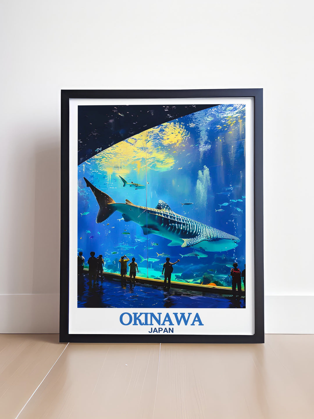 High quality Okinawa Churaumi Aquarium prints featuring the serene blues and dynamic marine life of Okinawa ideal for ocean enthusiasts and admirers of Japanese culture