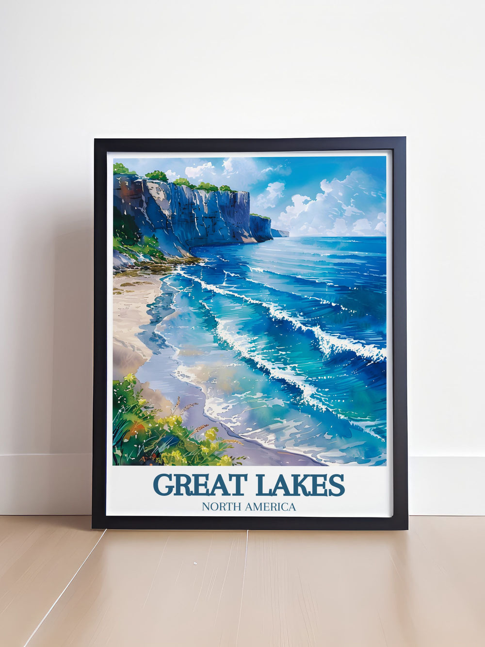 Capturing the tranquil beauty of Lake Erie, this travel poster highlights the serene environment and stunning sunsets, making it an ideal addition for nature lovers.