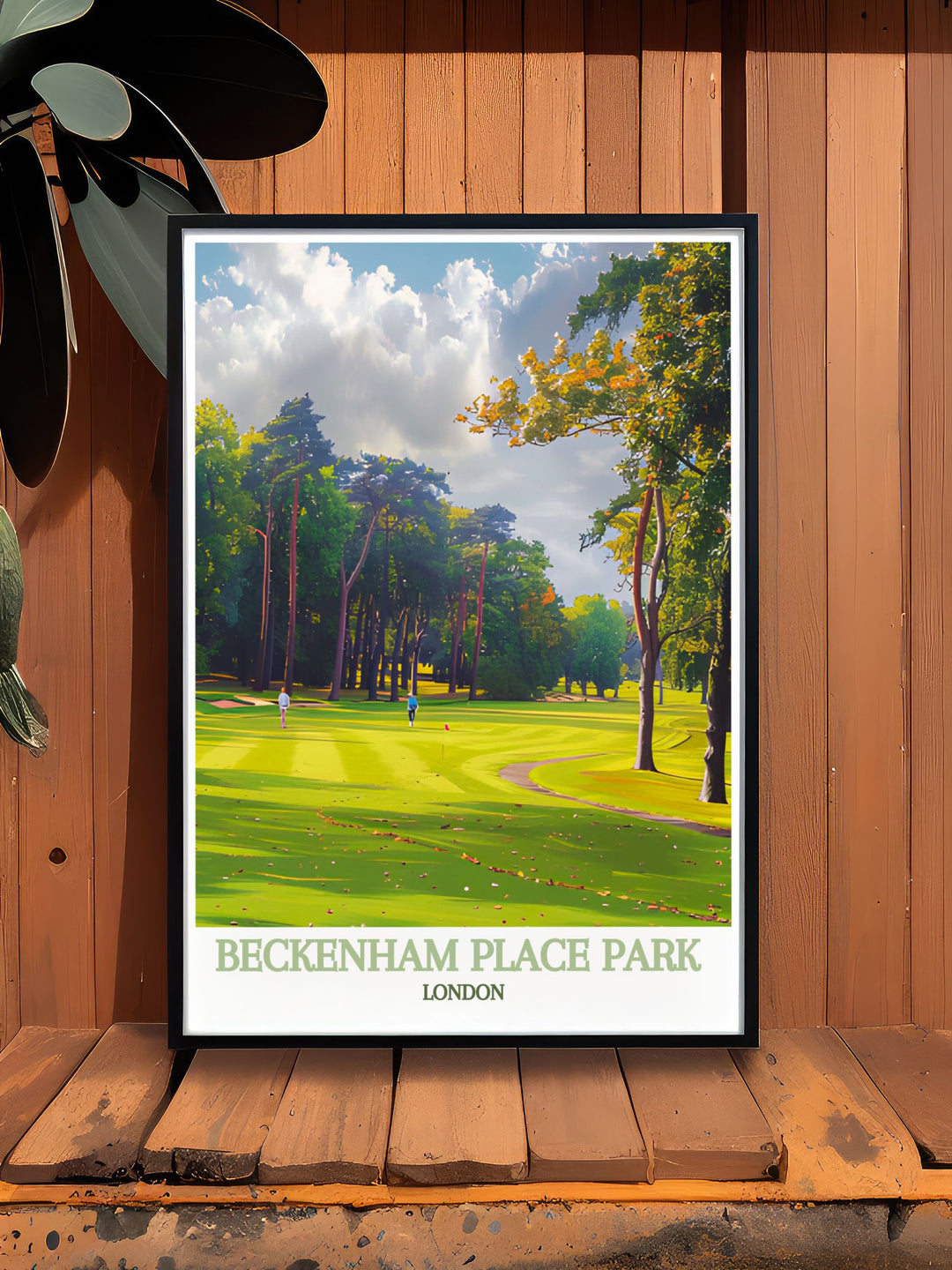Wall art print of Beckenham Place Park highlighting the lush fairways and surrounding woodland of the golf course, capturing the essence of this beloved course in high quality framing, ready to hang and admire in any room.