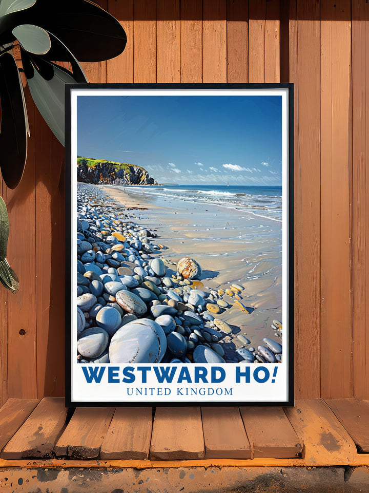 Enhance your living space with Pebble Ridge wall decor featuring stunning prints of Devons coastline perfect for coastal art lovers these modern prints offer vibrant colors and intricate details ideal for home living decor and seaside wall art enthusiasts